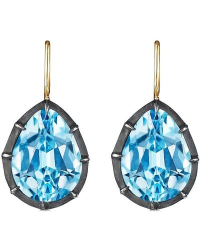Fred Leighton 18kt Gold And Silver Collet Drop Topaz Earrings - Metallic