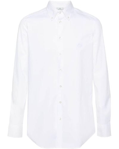 Etro Pegaso-embroidered poplin shirt - Weiß