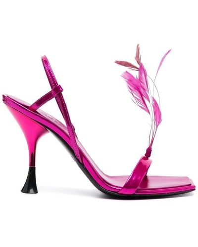 3Juin Feather-detail 110mm Slingback Sandals - Pink