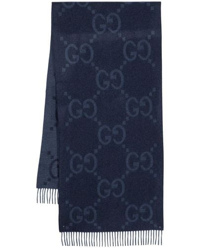 Gucci Sciarpa In Cashmere GG Jacquard - Blu