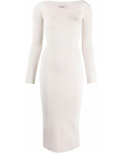 Khaite The Pia Ribbed Knit Dress - White