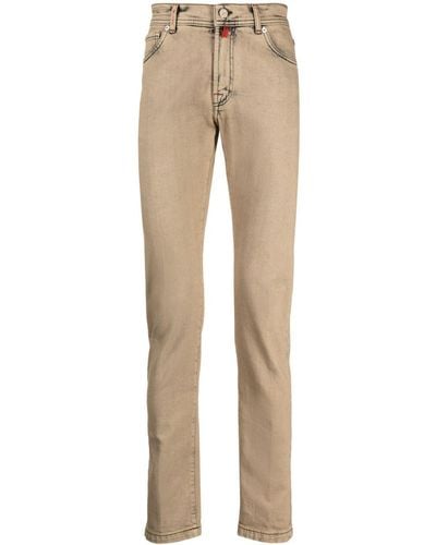 Kiton Logo-patch Slim-fit Jeans - Natural