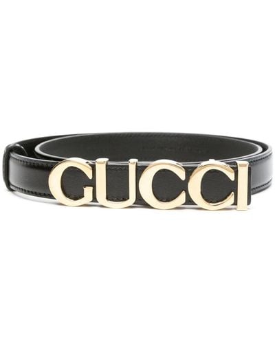 Gucci ロゴバックル レザーベルト - ホワイト