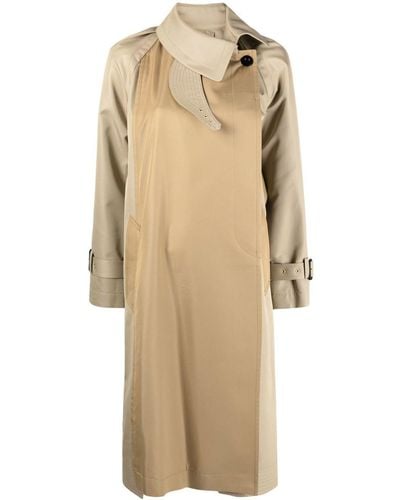 Sacai Two-tone Buttoned Coat - Natural