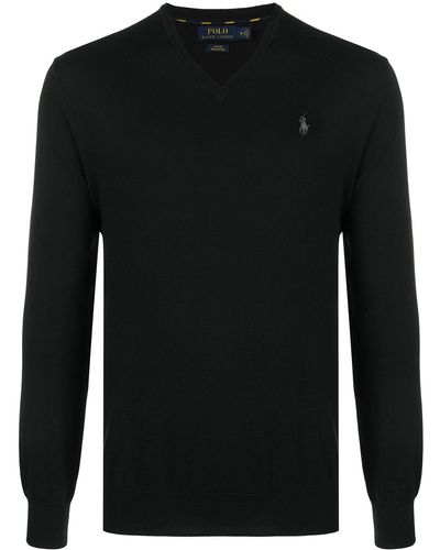 Polo Ralph Lauren Logo Embroidered Cotton Sweater - Black