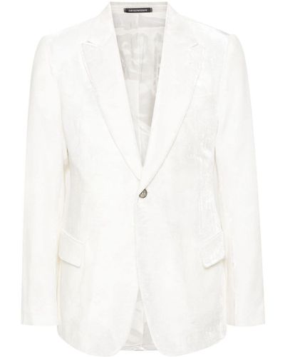 Emporio Armani ベルベット シングルジャケット - ホワイト