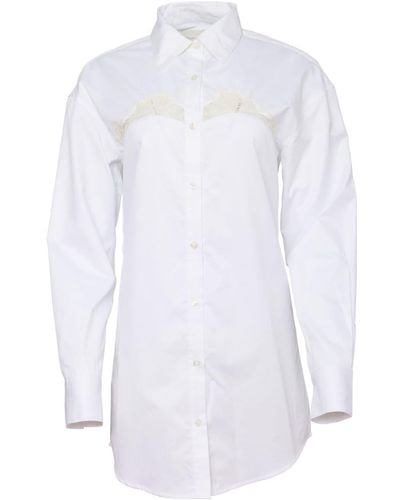 Fleur du Mal Popeline-Hemd mit Spitzeneinsatz - Weiß