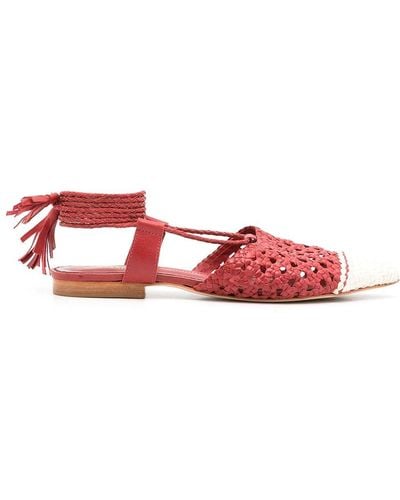 Sarah Chofakian Lovina Woven Ballerina Shoes - Red