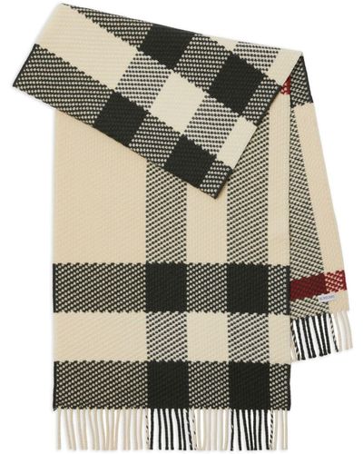 Burberry Check-Pattern Wool Scarf - Grey