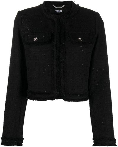Versace スパンコール ツイードジャケット - ブラック