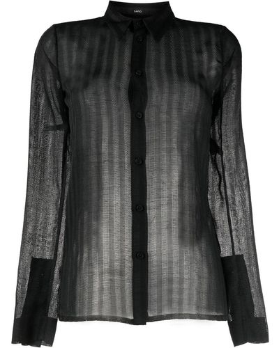 SAPIO Striped Sheer Shirt - Black