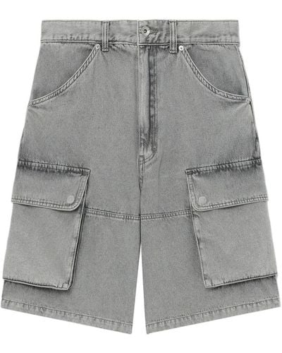 FIVE CM Wide-leg Cargo Denim Shorts - Grey