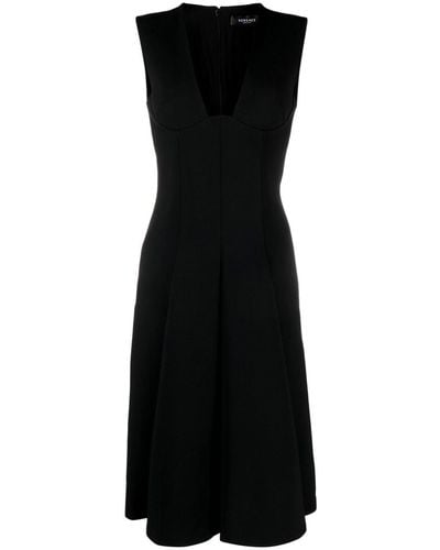 Versace Box-pleat Sleeveless Midi Dress - Zwart