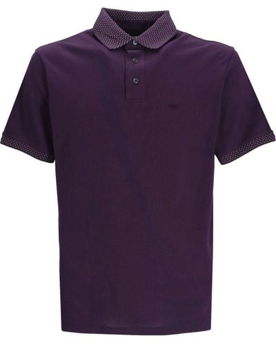 Emporio Armani Polka Dot-trim Cotton Polo Shirt - Purple