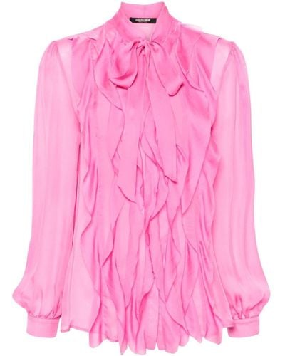 Roberto Cavalli Hemd mit Schleifenkragen - Pink