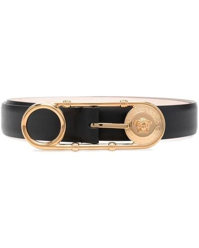 Versace Safety-pin Leather Belt - Brown
