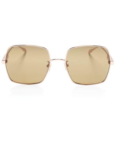 Gucci Lettering-detail Square-frame Sunglasses - Natural
