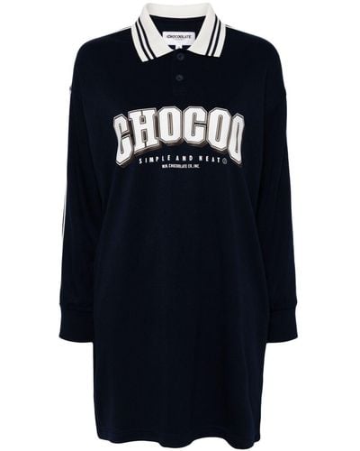 Chocoolate Logo-print Sweatshirt Dress - Blue