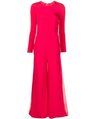 Adam Lippes Flared Long-sleeve Jumpsuit - Pink