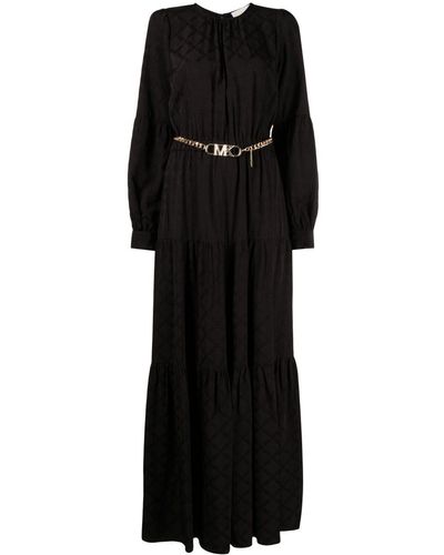 Michael Kors Logo-jacquard Kaftan Dress - Black