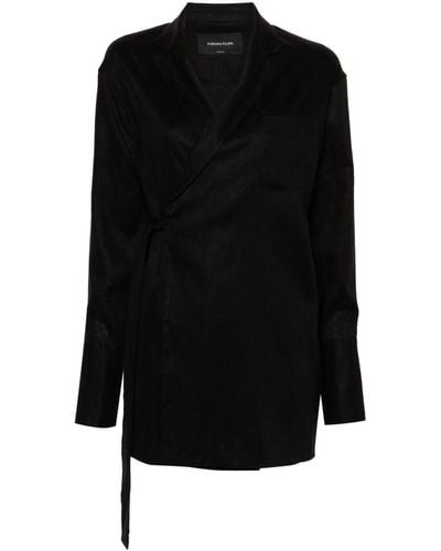 Fabiana Filippi Linen Wrap Jacket - Black