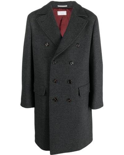 Brunello Cucinelli Double-breasted Wool-blend Coat - Grey