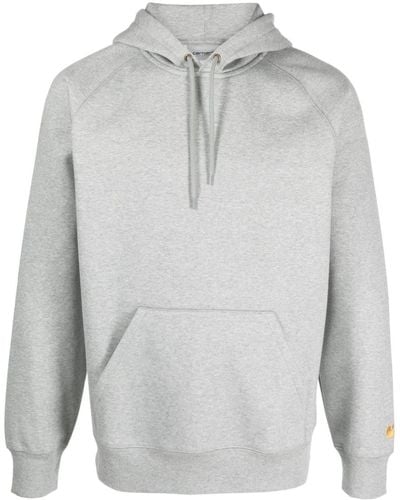 Carhartt Chase Logo-embroidered Cotton Hoodie - Grey