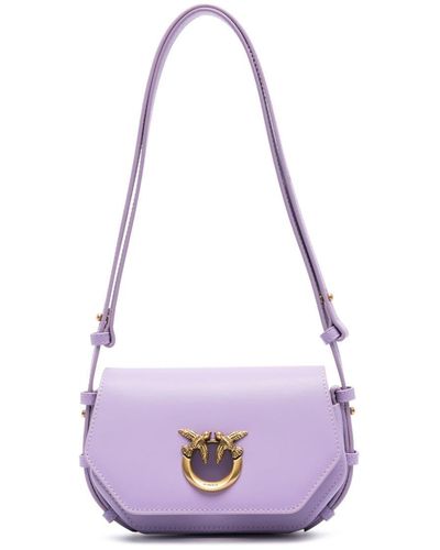 Pinko Love Click Hexagon Simply Leather Shoulder Bag - Purple