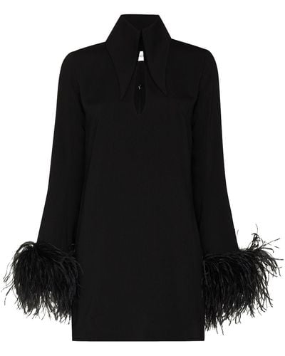 16Arlington Michelle Feather-embellished Mini Dress - Black