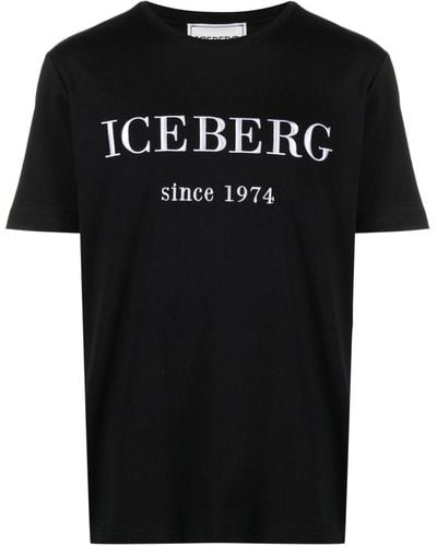 Iceberg Embroidered-logo Cotton T-shirt - Black