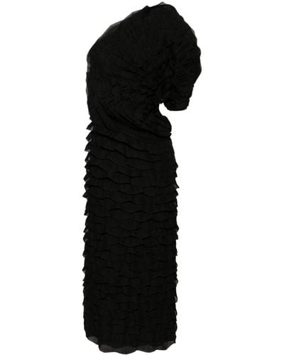 Chloé Ruffled Asymmetric Maxi Dress - Black