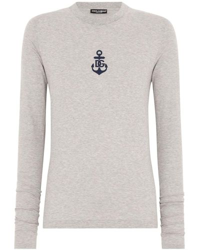 Dolce & Gabbana Marina-print Cotton T-shirt - Gray