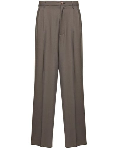 Magliano Pleat-detail Twill Trousers - Grey