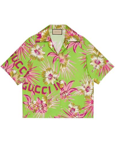 Gucci Camisa con estampado floral - Verde