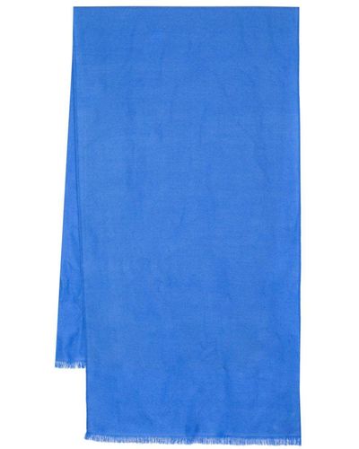 N.Peal Cashmere Scialle con bordo sfrangiato - Blu