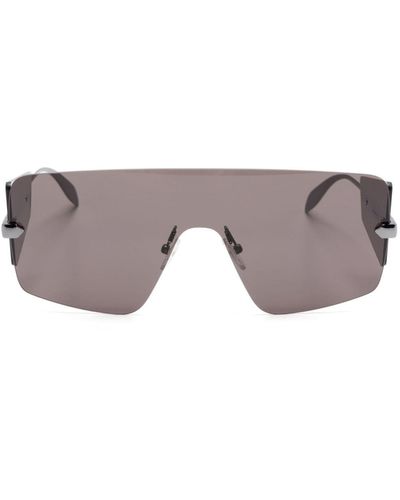 Alexander McQueen Oversized-Sonnenbrille mit Shield-Gestell - Grau