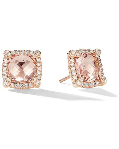 David Yurman Pendientes Chatelaine en oro rosa de 18 kt con diamante y morganita