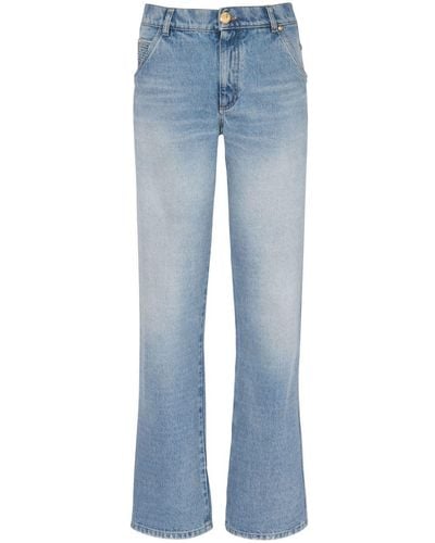 Balmain Jeans dritti con vita bassa - Blu