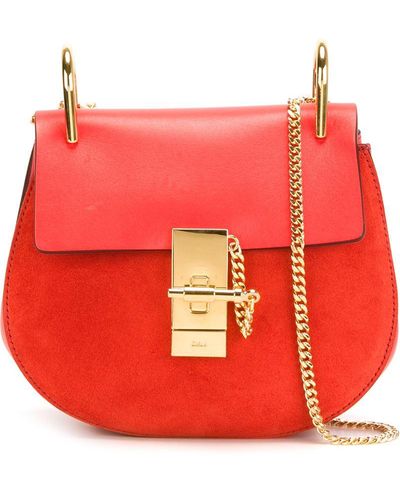 Chloé Drew Mini Leather Shoulder Bag - Red
