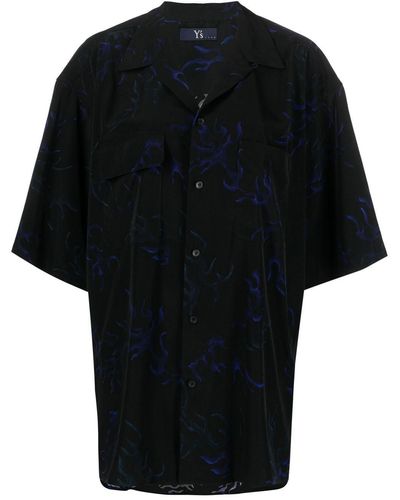 Y's Yohji Yamamoto Camicia oversize con stampa - Nero