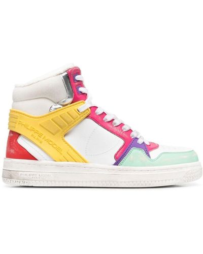 Philippe Model Colour-blocked Leather Hi-top Sneakers - Pink