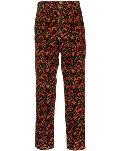 Paul Smith Floral-print Tailored Trousers - Brown