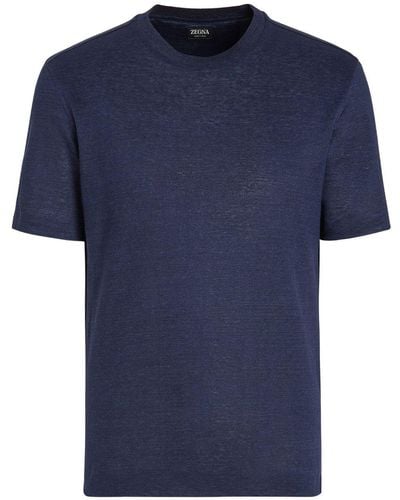 Zegna T-Shirt aus Leinen - Blau