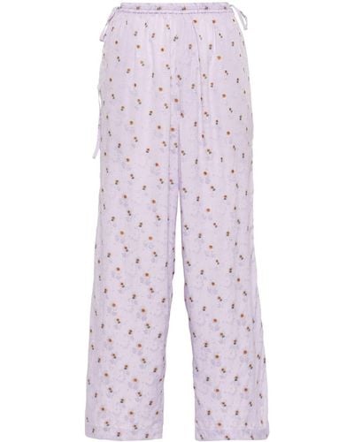 Cordera Lilla Floral-print Straight-leg Pants - Purple