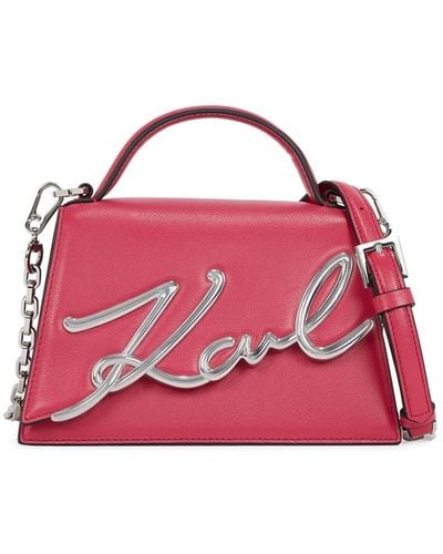 Karl Lagerfeld Signature Leather Top-handle Bag - Pink