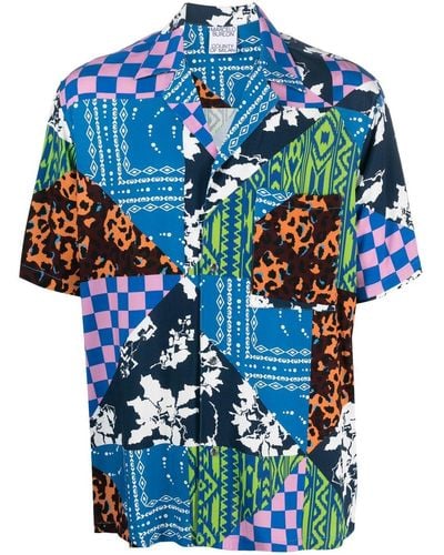 Marcelo Burlon Mix Print Shirt - Blue