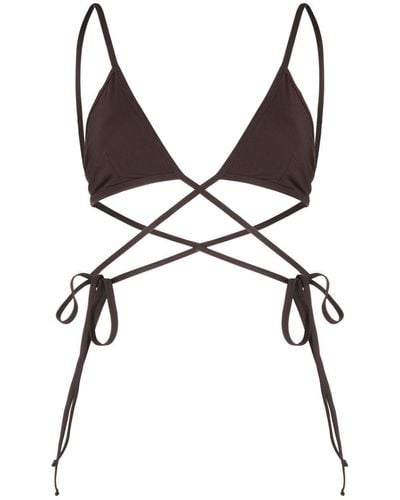 Christopher Esber Crossover Lace-up Bikini Top - Black