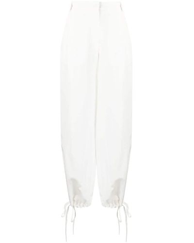 MSGM Pantalon à taille élastiquée - Blanc