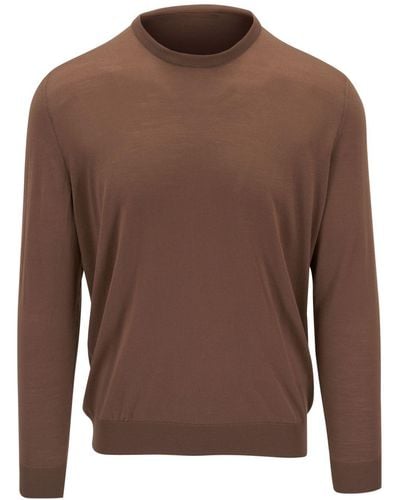 Kiton Fine-knit Wool Sweater - Brown