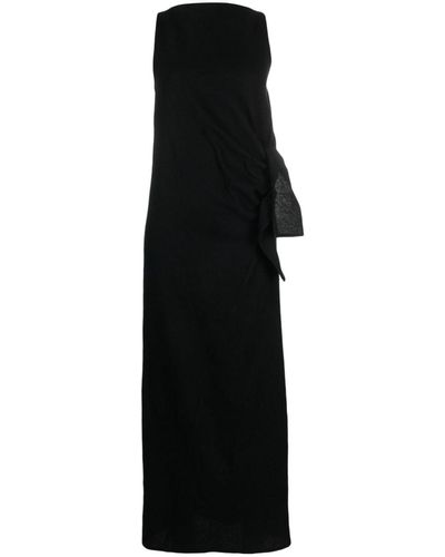 Alysi Knot-detail Wool Long Dress - Black